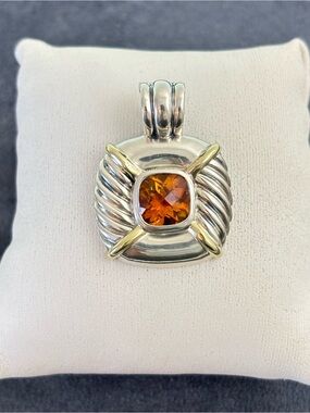David Yurman 925 & 14k Gold Renaissance Pendant with Citrine 1.5"